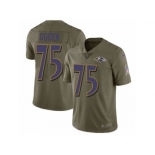 Men Nike Baltimore Ravens #75 Jonathan Ogden Limited Olive 2017 Salute to Service NFL Jersey