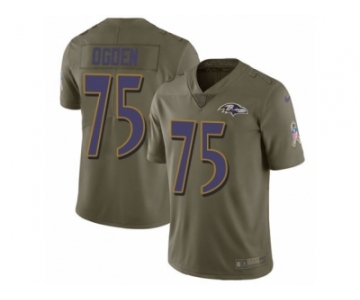 Men Nike Baltimore Ravens #75 Jonathan Ogden Limited Olive 2017 Salute to Service NFL Jersey