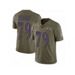 Men Nike Baltimore Ravens #79 Ronnie Stanley Limited Olive 2017 Salute to Service NFL Jersey