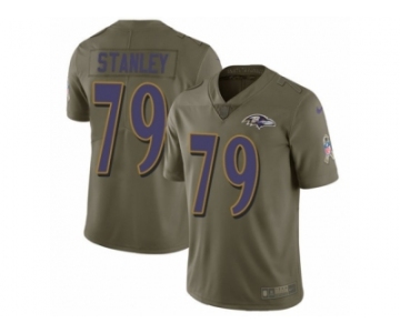 Men Nike Baltimore Ravens #79 Ronnie Stanley Limited Olive 2017 Salute to Service NFL Jersey