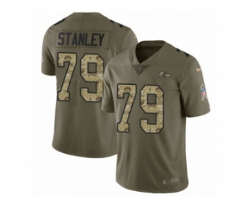 Men Nike Baltimore Ravens #79 Ronnie Stanley Limited Olive Camo Salute to Service NFL Jersey