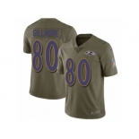 Men Nike Baltimore Ravens #80 Crockett Gillmore Limited Olive 2017 Salute to Service NFL Jersey