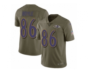 Men Nike Baltimore Ravens #86 Nick Boyle Limited Olive 2017 Salute to Service NFL Jersey