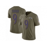 Men Nike Baltimore Ravens #9 Justin Tucker Limited Olive 2017 Salute to Service NFL Jersey