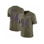 Men Nike Baltimore Ravens #94 Carl Davis Limited Olive 2017 Salute to Service NFL Jersey