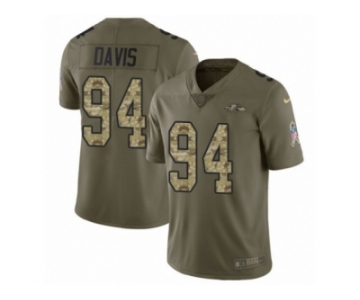 Men Nike Baltimore Ravens #94 Carl Davis Limited Olive Camo Salute to Service NFL Jersey