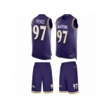 Men Nike Baltimore Ravens #97 Michael Pierce Limited Purple Tank Top Suit NFL Jersey