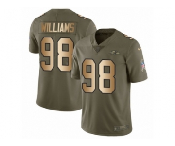 Men Nike Baltimore Ravens #98 Brandon Williams Limited Olive Gold Salute to Service NFL Jersey