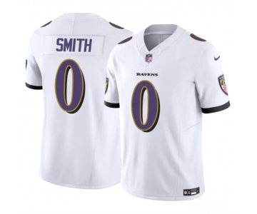 Men's Baltimore Ravens #0 Roquan Smith White 2023 F.U.S.E. Vapor Limited Football Stitched Jersey