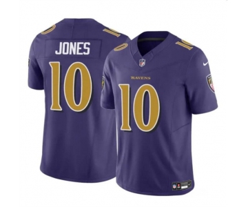 Men's Baltimore Ravens #10 Emory Jones Purple 2023 F.U.S.E Vapor Limited Football Jersey