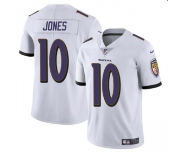 Men's Baltimore Ravens #10 Emory Jones White Vapor Limited Football Jersey