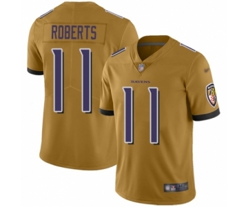 Men's Baltimore Ravens #11 Seth Roberts Limited Gold Inverted Legend Football Jersey