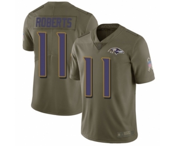 Men's Baltimore Ravens #11 Seth Roberts Limited Olive 2017 Salute to Service Football Jersey