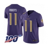 Men's Baltimore Ravens #11 Seth Roberts Limited Purple Rush Vapor Untouchable 100th Season Football Jersey