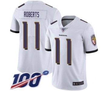 Men's Baltimore Ravens #11 Seth Roberts White Vapor Untouchable Limited Player 100th Season Football Jersey