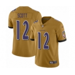 Men's Baltimore Ravens #12 Jaleel Scott Limited Gold Inverted Legend Football Jersey