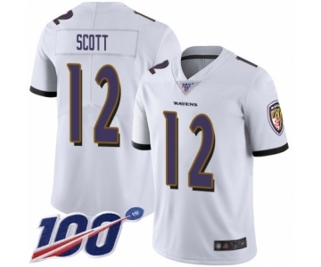 Men's Baltimore Ravens #12 Jaleel Scott White Vapor Untouchable Limited Player 100th Season Football Jersey