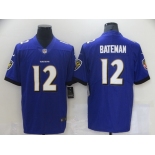 Men's Baltimore Ravens #12 Rashod Bateman Nike Purple 2021 NFL Draft First Round Pick Limited Jersey