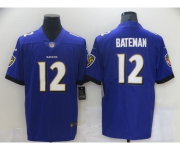 Men's Baltimore Ravens #12 Rashod Bateman Nike Purple 2021 NFL Draft First Round Pick Limited Jersey