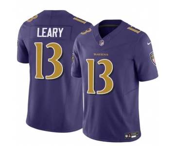 Men's Baltimore Ravens #13 Devin Leary Purple 2023 F.U.S.E. Vapor Limited Football Jersey