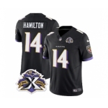 Men's Baltimore Ravens #14 Kyle Hamilton Black 2023 F.U.S.E With Patch Throwback Vapor Limited Stitched Jersey