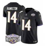 Men's Baltimore Ravens #14 Kyle Hamilton Black F.U.S.E 2024 AFC North Division Champions Vapor Limited Football Jersey