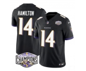 Men's Baltimore Ravens #14 Kyle Hamilton Black F.U.S.E 2024 AFC North Division Champions Vapor Limited Football Jersey