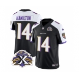 Men's Baltimore Ravens #14 Kyle Hamilton Black White 2023 F.U.S.E With Patch Throwback Vapor Limited Stitched Jersey