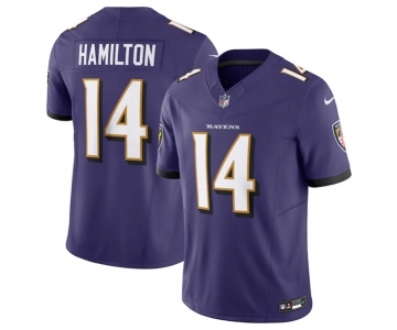 Men's Baltimore Ravens #14 Kyle Hamilton Purple 2023 F.U.S.E Vapor Jersey