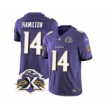 Men's Baltimore Ravens #14 Kyle Hamilton Purple 2023 F.U.S.E With Patch Throwback Vapor Limited Stitched Jersey