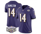 Men's Baltimore Ravens #14 Kyle Hamilton Purple F.U.S.E 2024 AFC North Division Champions Vapor Limited Football Jersey