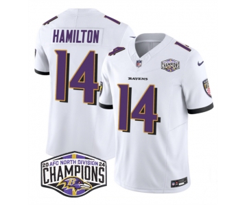 Men's Baltimore Ravens #14 Kyle Hamilton White F.U.S.E 2024 AFC North Division Champions Vapor Limited Football Jersey