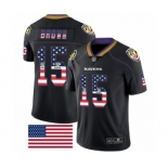 Men's Baltimore Ravens #15 Marquise Brown Limited Black Rush USA Flag Football Jersey