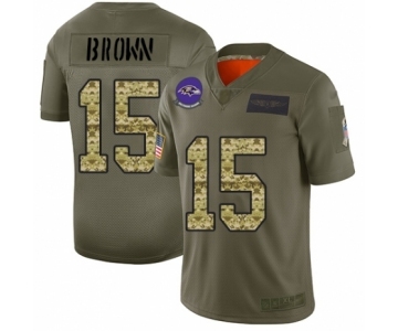 Men's Baltimore Ravens #15 Marquise Brown Limited Olive Camo 2019 Salute to Service Football Jersey