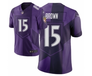 Men's Baltimore Ravens #15 Marquise Brown Limited Purple City Edition Football Jersey