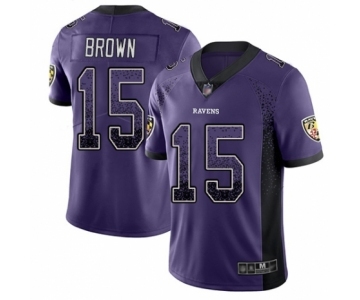 Men's Baltimore Ravens #15 Marquise Brown Limited Purple Rush Drift Fashion Football Jersey