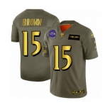 Men's Baltimore Ravens #15 Marquise Brown Olive Gold 2019 Salute to Service Limited Player Football Jersey