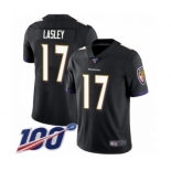 Men's Baltimore Ravens #17 Jordan Lasley Black Alternate Vapor Untouchable Limited Player 100th Season Football Jersey