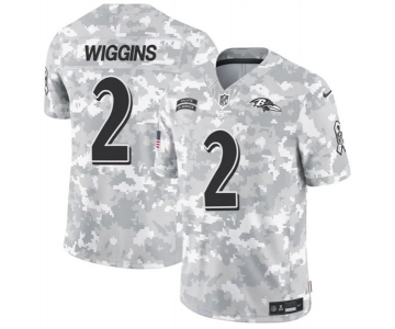 Men's Baltimore Ravens #2 Nate Wiggins 2024 F.U.S.E. Arctic Camo Salute to Service Limited Football Stitched Jersey