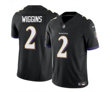 Men's Baltimore Ravens #2 Nate Wiggins Black 2024 Draft F.U.S.E. Vapor Limited Football Jersey