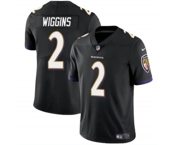 Men's Baltimore Ravens #2 Nate Wiggins Black 2024 Draft Vapor Limited Football Jersey