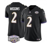 Men's Baltimore Ravens #2 Nate Wiggins Black F.U.S.E 2024 AFC North Division Champions Vapor Limited Football Jersey