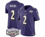 Men's Baltimore Ravens #2 Nate Wiggins Purple F.U.S.E 2024 AFC North Division Champions Vapor Limited Football Jersey