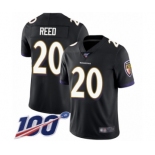 Men's Baltimore Ravens #20 Ed Reed Black Alternate Vapor Untouchable Limited Player 100th Season Football Jersey