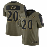 Men's Baltimore Ravens #20 Ed Reed Nike Olive 2021 Salute To Service Retired Player Limited Jersey