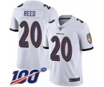 Men's Baltimore Ravens #20 Ed Reed White Vapor Untouchable Limited Player 100th Season Football Jersey