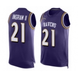 Men's Baltimore Ravens #21 Mark Ingram II Limited Purple Player Name & Number Tank Top Football Jersey