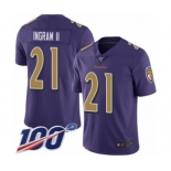 Men's Baltimore Ravens #21 Mark Ingram II Limited Purple Rush Vapor Untouchable 100th Season Football Jersey