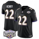 Men's Baltimore Ravens #22 Derrick Henry Black F.U.S.E 2024 AFC North Division Champions Vapor Limited Football Jersey