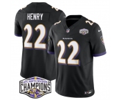 Men's Baltimore Ravens #22 Derrick Henry Black F.U.S.E 2024 AFC North Division Champions Vapor Limited Football Jersey